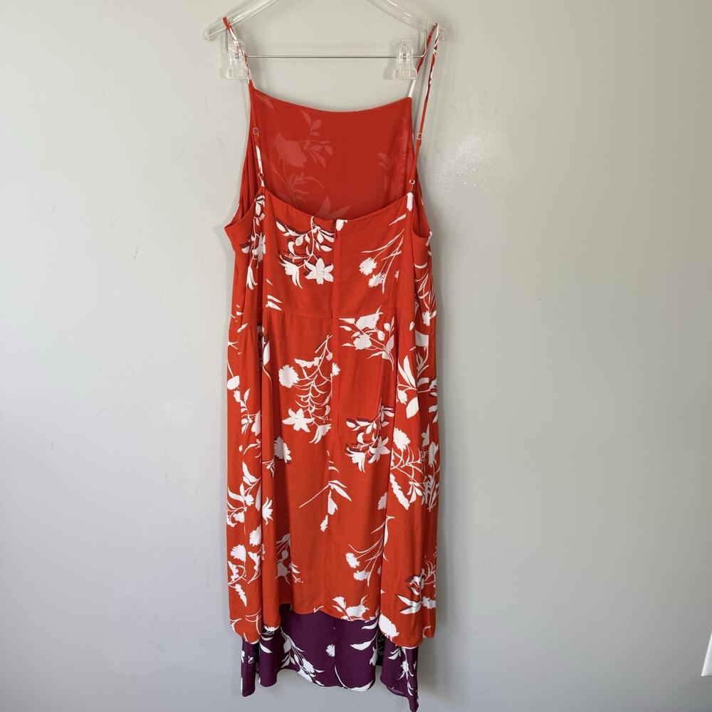 Ann Taylor Floral Midi Dress Women’s 16 Spaghetti Strap Orange Purple White - Picture 5 of 8